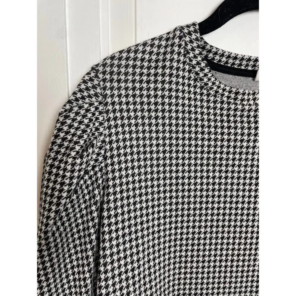 Zara Juniors Houndstooth Puff Sleeve Top Size 13-14 Countryside Crewneck Top
